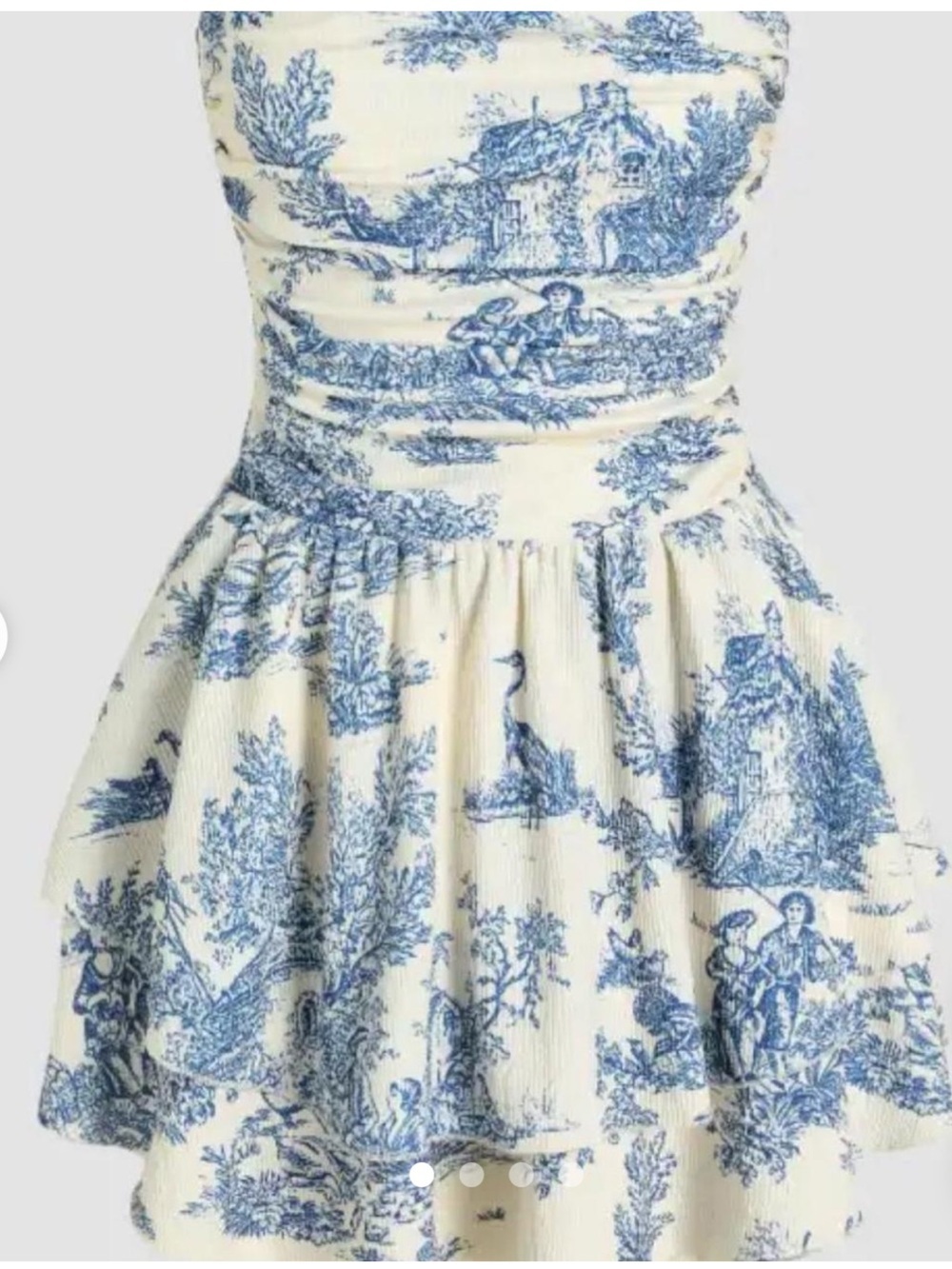 Strapless Blue Toile Print Sundress